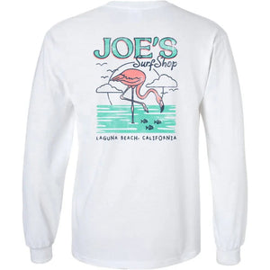 Joe's Surf Shop Flamingo Logo Youth Long Sleeve Tee