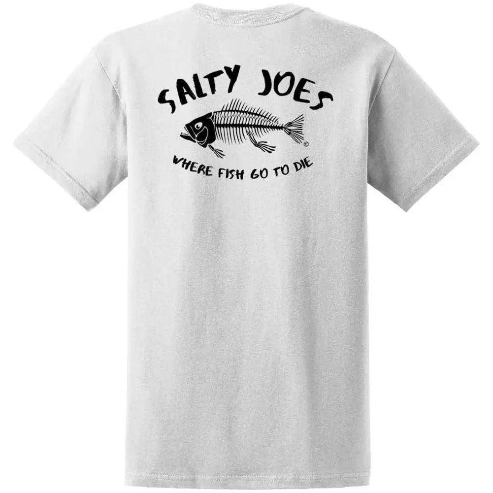 Salty Joe's Where Fish Go to Die Heavyweight Cotton Tee X-Large / White