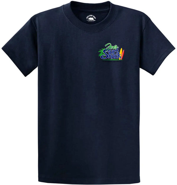 This is the navy Joe's Surf Shack Heavyweight Tee. For those looking for surf shops, this is a great choice.
