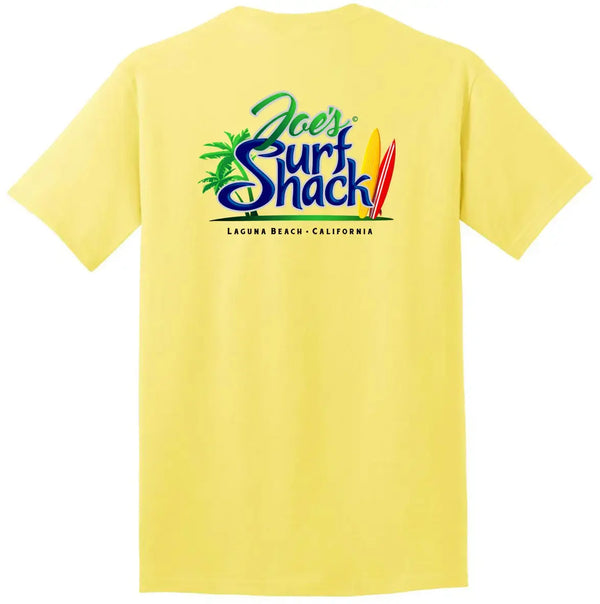 This is the back of the yellow Joe's Surf Shack Heavyweight Tee. For those looking for surf shops, this is a great choice.
