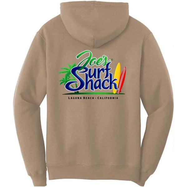 This is the back of the sand Joe's Surf Shack Pullover Hoodie.