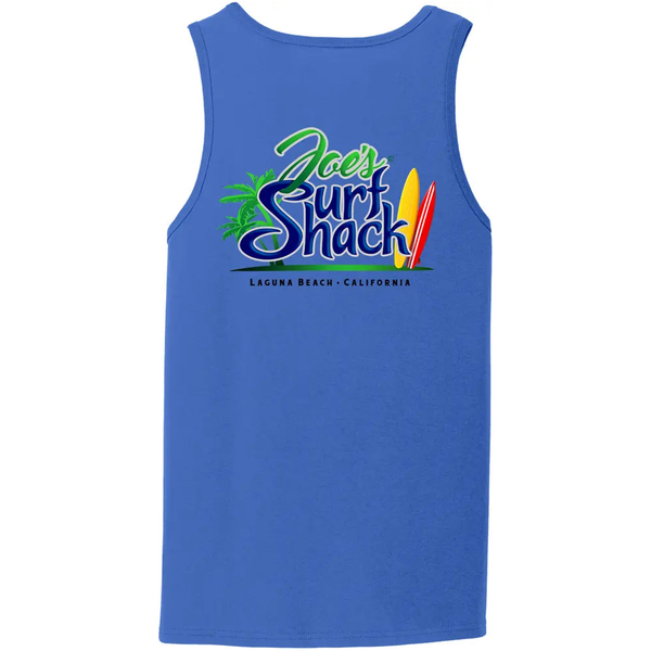 This is the back of the blue Joe's Surf Shack Tank Top.