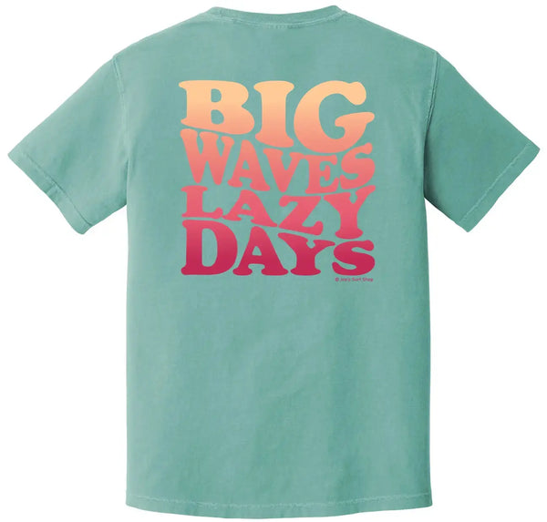 This is the green Joe's Surf Shop Big Waves Lazy Days Oversized Tee.