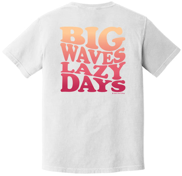 This is the white Joe's Surf Shop Big Waves Lazy Days Oversized Tee.
