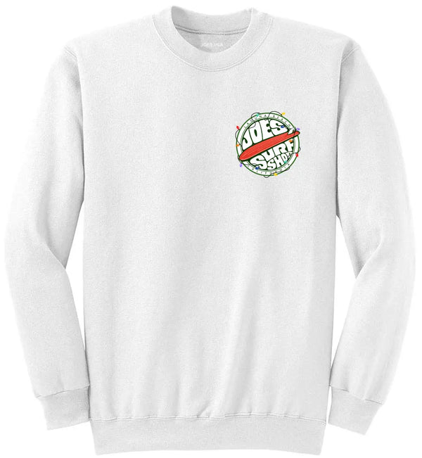 This is the white Joe's Surf Shop Fins Up Christmas Crewneck