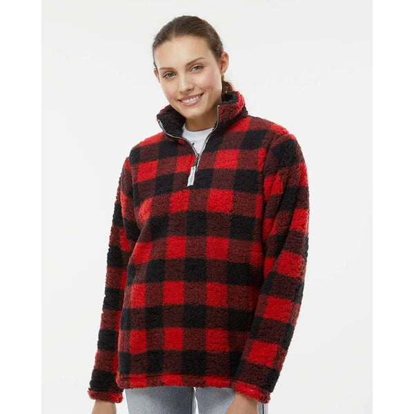 This is the red Joe's Surf Shop Quarter-Zip Beach Sherpa.
