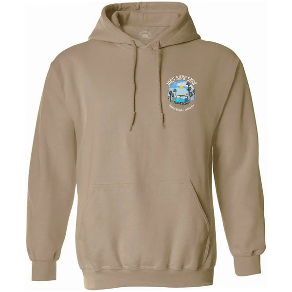 This is the sand Joe's Surf Shop Surf Bus Pullover Hoodie.