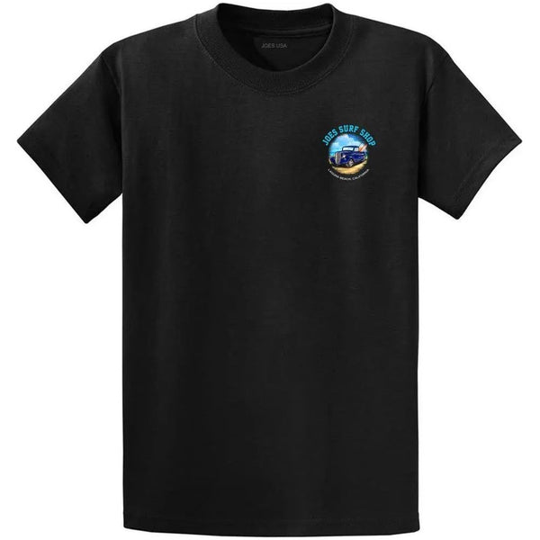 This is the black Joe's Surf Shop Surf Truck Youth Graphic Tee.