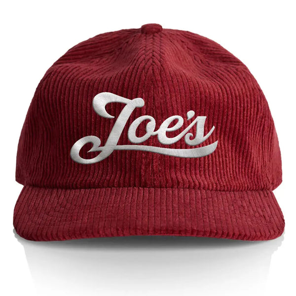 This is the cardinal Joe's Surf Shop Unstructured All-Corduroy Trucker Hat.