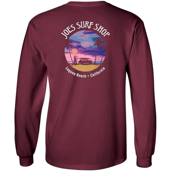 Joe's Surf Shop Wagon Silhouette Long Sleeve Cotton T-Shirt