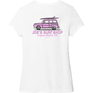 This is the white Joe's Surf Shop Women's South County Tri-Blend Tee.