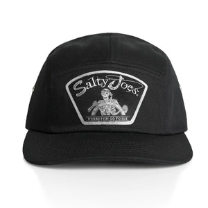 This is the black Salty Joe's Back From The Depth Patch Five Panel Hat.