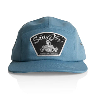 This is the slate blue Salty Joe's Back From The Depth Patch Five Panel Hat.