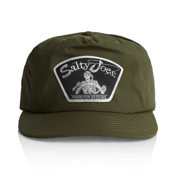 This is the olive Salty Joe's Back From The Depth Patch Snapback Hat.
