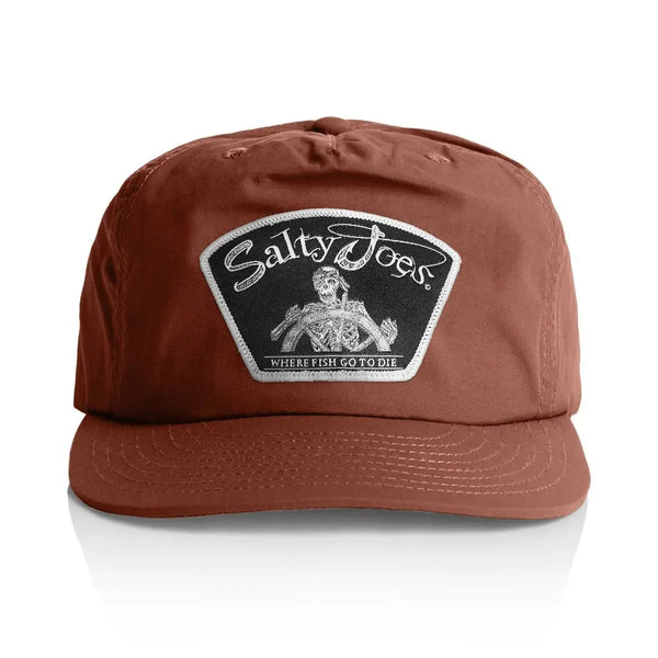 This is the saddle brown Salty Joe's Back From The Depth Patch Snapback Hat.