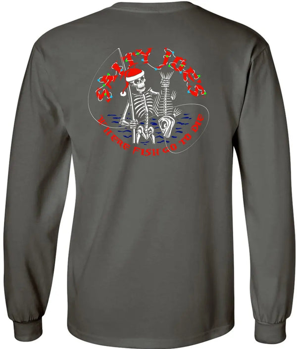 This is the back of the Salty Joe's Christmas Dinner Long Sleeve Tee.