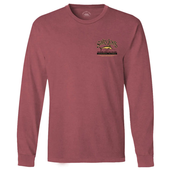 This is the red rock Salty Joe's Fish Count Beach Wash® Garment Dyed Long Sleeve Tee.