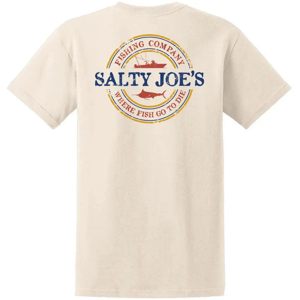 This is the back of the natural Salty Joe's Fishing Co. Heavyweight Cotton Tee.