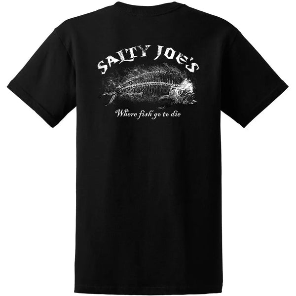 This is the back of the black Salty Joe's Ghost Fish Heavyweight Cotton Tee.