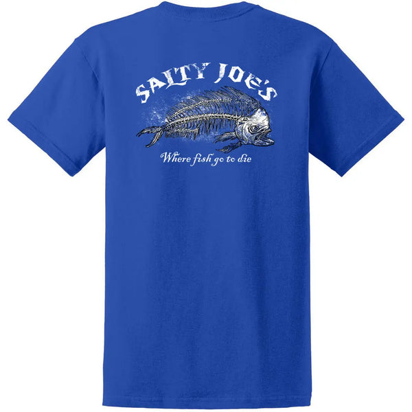 This is the back of the blue Salty Joe's Ghost Fish Heavyweight Cotton Tee.