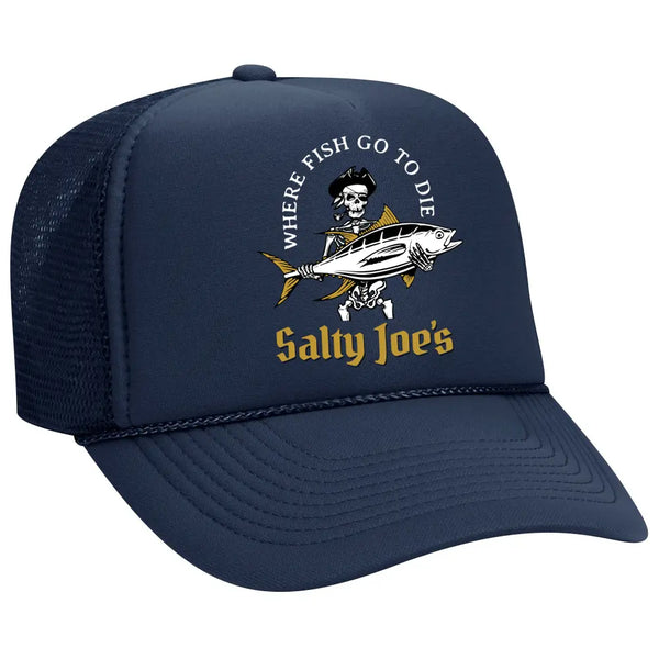 This is the navy Salty Joe's Ol' Angler Foam Trucker Hat.