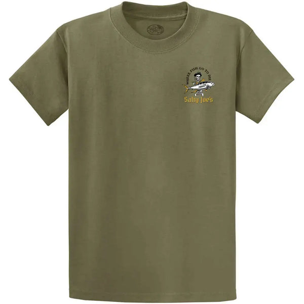 This is the olive Salty Joe's Ol' Angler Heavyweight Cotton Tee.