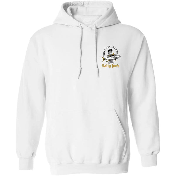 This is the white Salty Joe's Ol' Angler Pullover Hoodie.