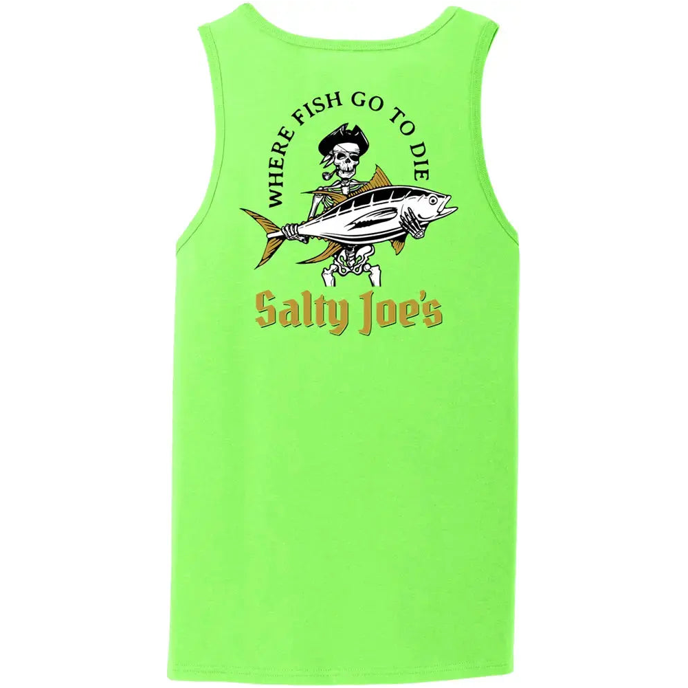 Men's Beach Tank Tops Salty Joe's Ol' Angler Tank Top Small / Lime