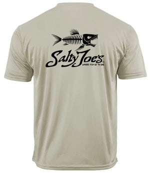 This is the back of the sand Salty Joe's Skeleton Fish Graphic Workout Tee.