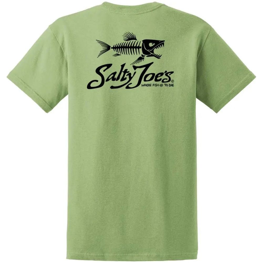 Salty Joe's Skeleton Fish Heavyweight Cotton Tee | Fishing T Shirt X-Large / Green