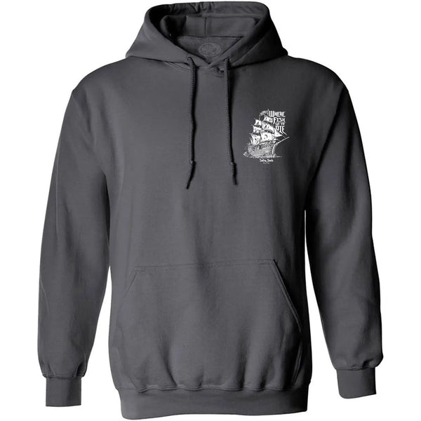 This is the charcoal Salty Joe's Skeleton Ship Pullover Hoodie.