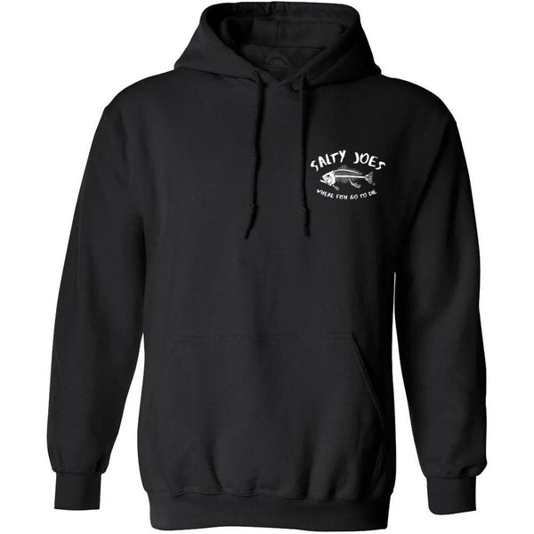 This is the black Salty Joe's "Where Fish Go To Die" Pullover Hoodie.