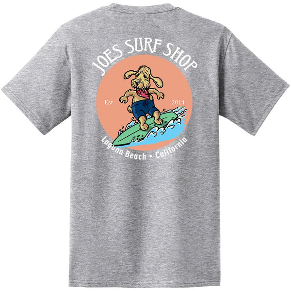 Joe's Surf Shop Teddy The Surfing Dog Heavyweight Pocket Tee