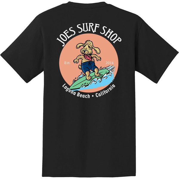 Joe's Surf Shop Teddy The Surfing Dog Heavyweight Pocket Tee