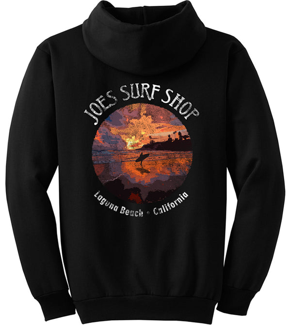 Joe's Surf Shop Laguna Beach Sunset Surfer Pullover Surf Hoodie