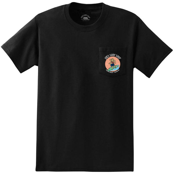 Joe's Surf Shop Teddy The Surfing Dog Heavyweight Pocket Tee