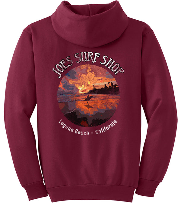 Joe's Surf Shop Laguna Beach Sunset Surfer Pullover Surf Hoodie