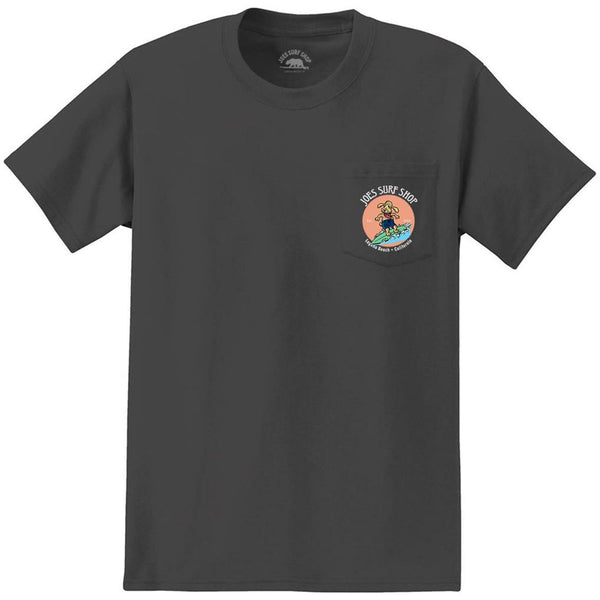 Joe's Surf Shop Teddy The Surfing Dog Heavyweight Pocket Tee