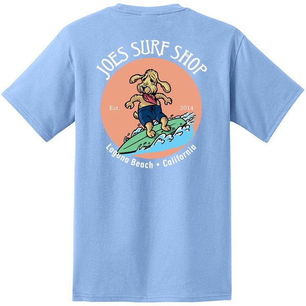 Joe's Surf Shop Teddy The Surfing Dog Heavyweight Pocket Tee