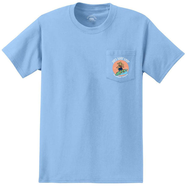 Joe's Surf Shop Teddy The Surfing Dog Heavyweight Pocket Tee