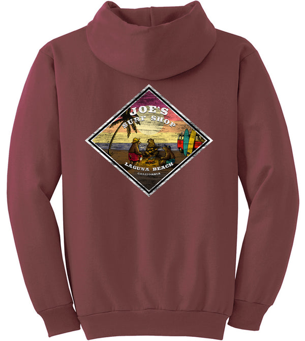 Joe's Surf Shop Three Bears on the Beach Pullover Surf Hoodie