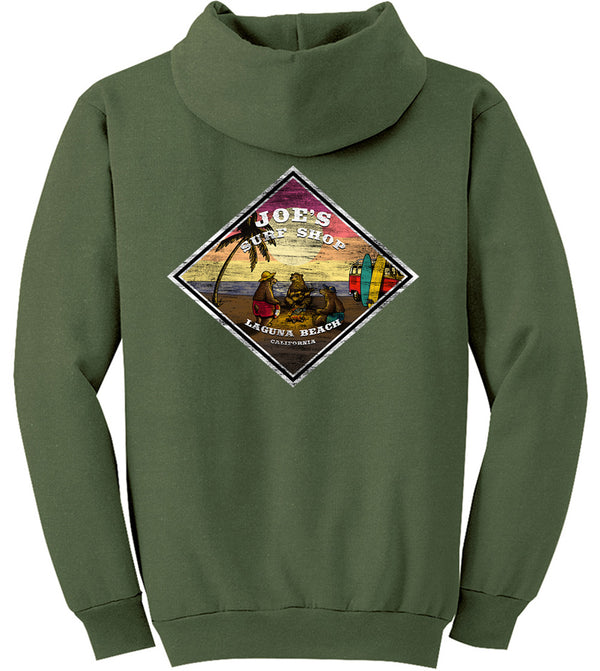 Joe's Surf Shop Three Bears on the Beach Pullover Surf Hoodie