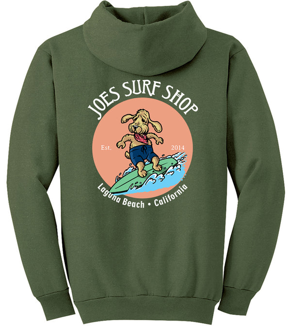 Joe's Surf Shop Teddy the Surfing Dog Pullover Surf Hoodie