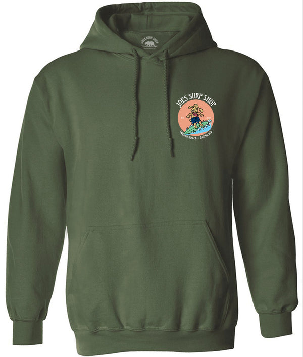 Joe's Surf Shop Teddy the Surfing Dog Pullover Surf Hoodie