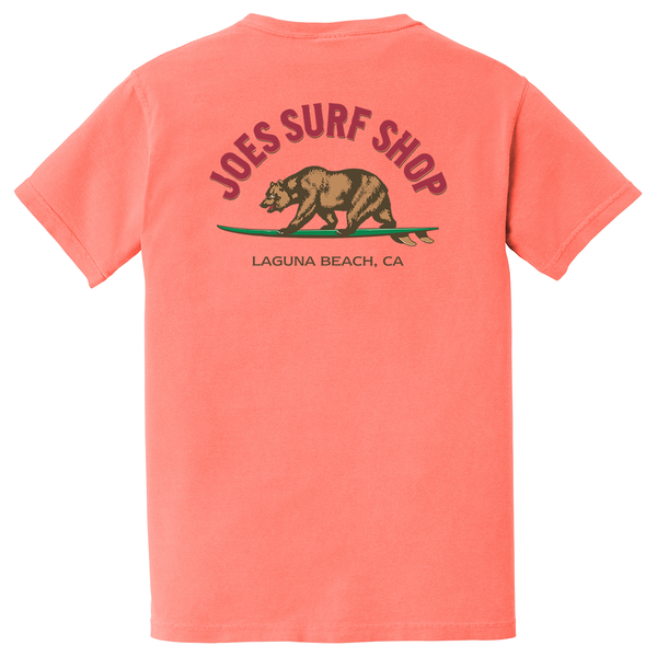 Joe's Surf Shop Surfing Bear Garment-Dyed Pocket Tee