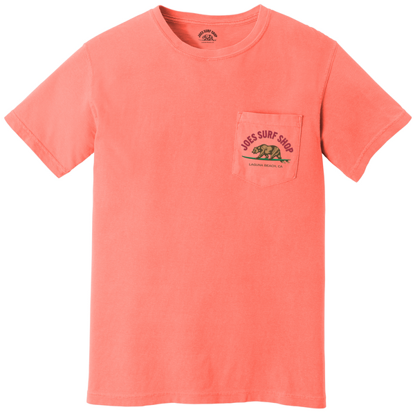 Joe's Surf Shop Surfing Bear Garment-Dyed Pocket Tee