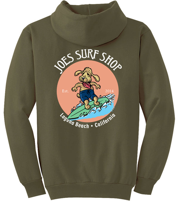 Joe's Surf Shop Teddy the Surfing Dog Pullover Surf Hoodie