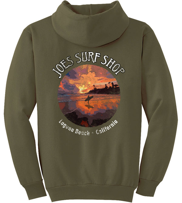 Joe's Surf Shop Laguna Beach Sunset Surfer Pullover Surf Hoodie