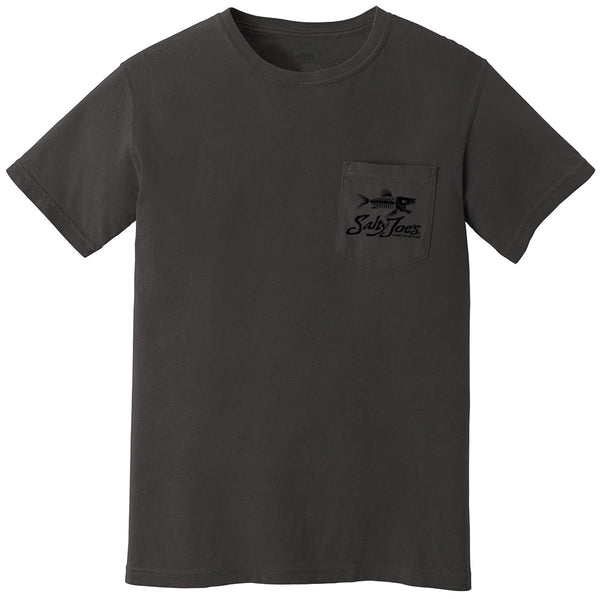 Salty Joe's Skeleton Fish Garment-Dyed Pocket Tee