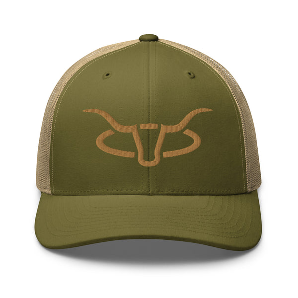 Cattle Creek Ranch Horns Logo Western Trucker Hat